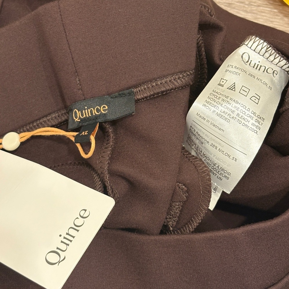 Quince Ultra-Stretch Ponte Wide Leg Pants Espresso Brown XL Minimalist Work New - Picture 8 of 8